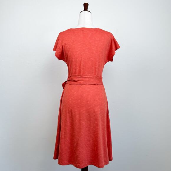 Toad & Co. Orange Organic Cotton Tencel Cue Wrap Dress - Picture 6 of 8